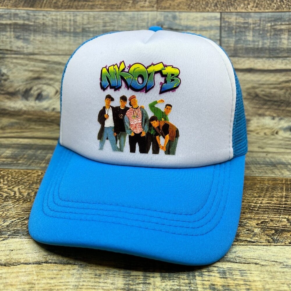 NKOTB New Kids On The Block Unisex Trucker Hat Blue Snapback 80s Boy Band Cap